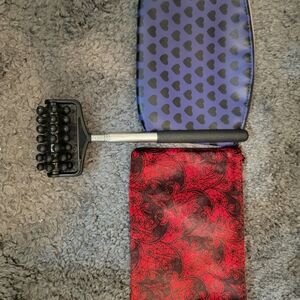 Ipsy Red & Black bag, purple heart bag, and back massager